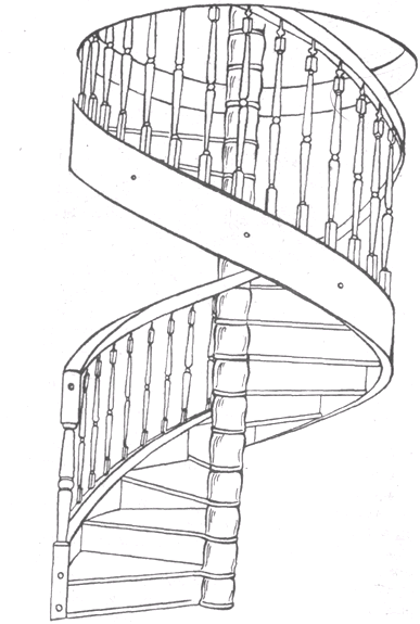 винтовая лестница с опорной центральной наружной тетивой
